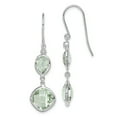 thumbnail image 1 of White Sterling Silver Earring Drop & Dangle Women'S Diamond Round Prasiolite Pear Cushion 39 mm 10, 1 of 2