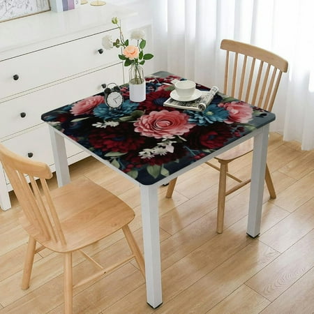 

and Flowers Print Tablecloth Waterproof Wrinkle Resistant Square Table Cover Washable Table Cloth for Indoor Outdoor Kitchen Dining Room Holiday Decorative