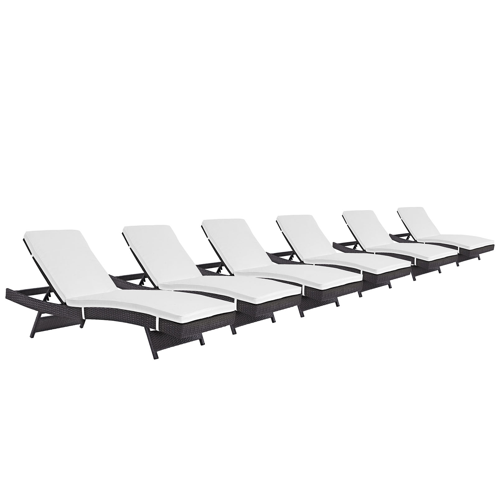 Modway Convene Chaise Outdoor Patio Set of 6 in Espresso White - image 2 of 5