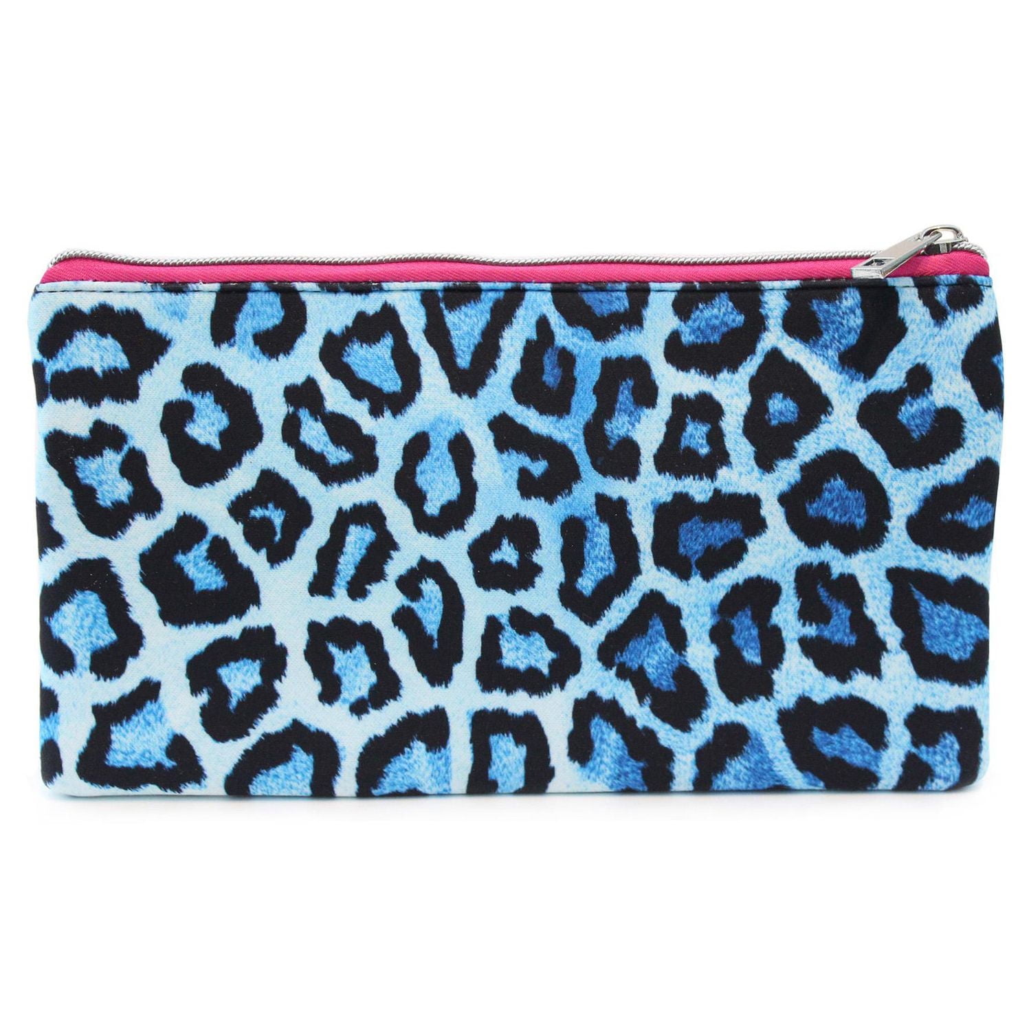 Pen+Gear Leopard Print Pencil Pouch in Blue with 2 Zip Compartments