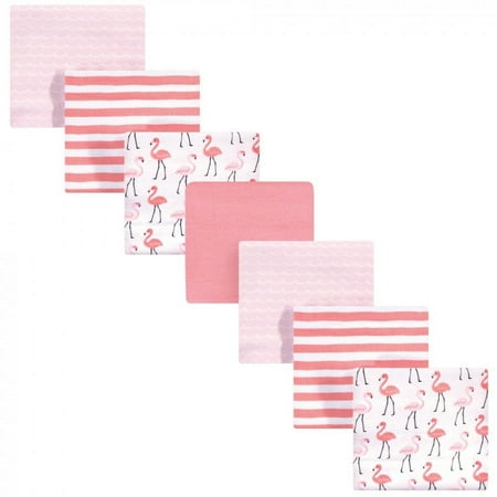 Hudson Baby Infant Girl Cotton Flannel Receiving Blankets Bundle, Flamingos, One Size