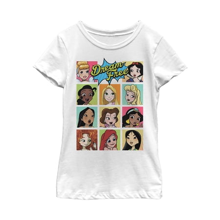 Girl s Disney Princesses Dream Free Squares Graphic Tee White Large