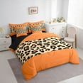 thumbnail image 3 of jejeloiu Leopard Cheetah Pattern 7pcs Bedding Comforter Set,Chic Minimalism Artwork Queen Bedding Sets,Orange Brown Queen Sheet Sets For Kids,Luxury Bedroom Decor Reversible, 3 of 8