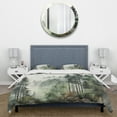 thumbnail image 3 of Designart "Misty Morning Pine Tree Charm I" Landscapes Bedding Covert Set - Tree Pine Green Floral Bed Set With 1 Sham, 3 of 6