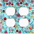 thumbnail image 3 of Metal Light Switch Plate Outlet Cover Colorful Floral Garden Wallpaper ROS035, 3 of 14
