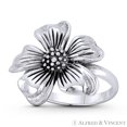 thumbnail image 1 of 5-Petal Wild Flower Free Spirit Charm Right-Hand Statement Ring in Oxidized .925 Sterling Silver, 1 of 1
