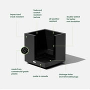 Veradek Block Series Cube Small 18 Plastic Planter - Black