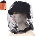 thumbnail image 2 of Mosquito Head Net Mesh, Head Face Neck Face Cover Fly Netting Hood from Midges Bugs Gnats, Fits Hats & Caps, 4 Pack with Carry Bags, Black, 2 of 7