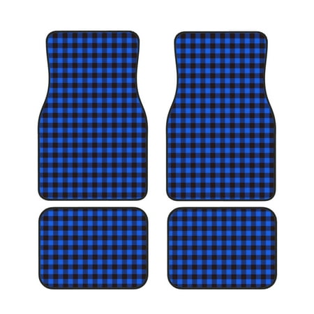 Zeuib Buffalo Plaid Blue Black Print Waterproof Universal Fit Car Floor Mats Car Foot Mat set Of 4 Pieces Fit for SUV Vans Sedans Trucks