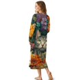 thumbnail image 2 of DISNIMO Cat Sunflower Print Women Nightgowns Long Sleeve Sleepwear Comfy V Neck Nightshirts Button Front Sleepshirts Full Length Night Gowns, S, 2 of 8