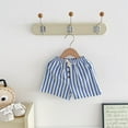 thumbnail image 4 of WERYOUNG Boys Girls Shorts Summer Casual Stripes Printed Button Elastic Waist Drawstring Shorts Active With Pockets Newborn Breathable Sports Shorts,Blue,2-3 Years, 4 of 6