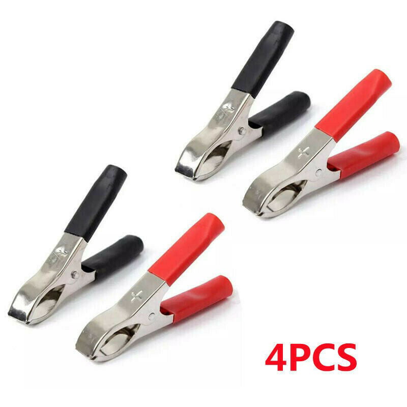 4x 75mm 30A Battery Test Lead Connector Crocodile Alligator Clips Clamps Set New 