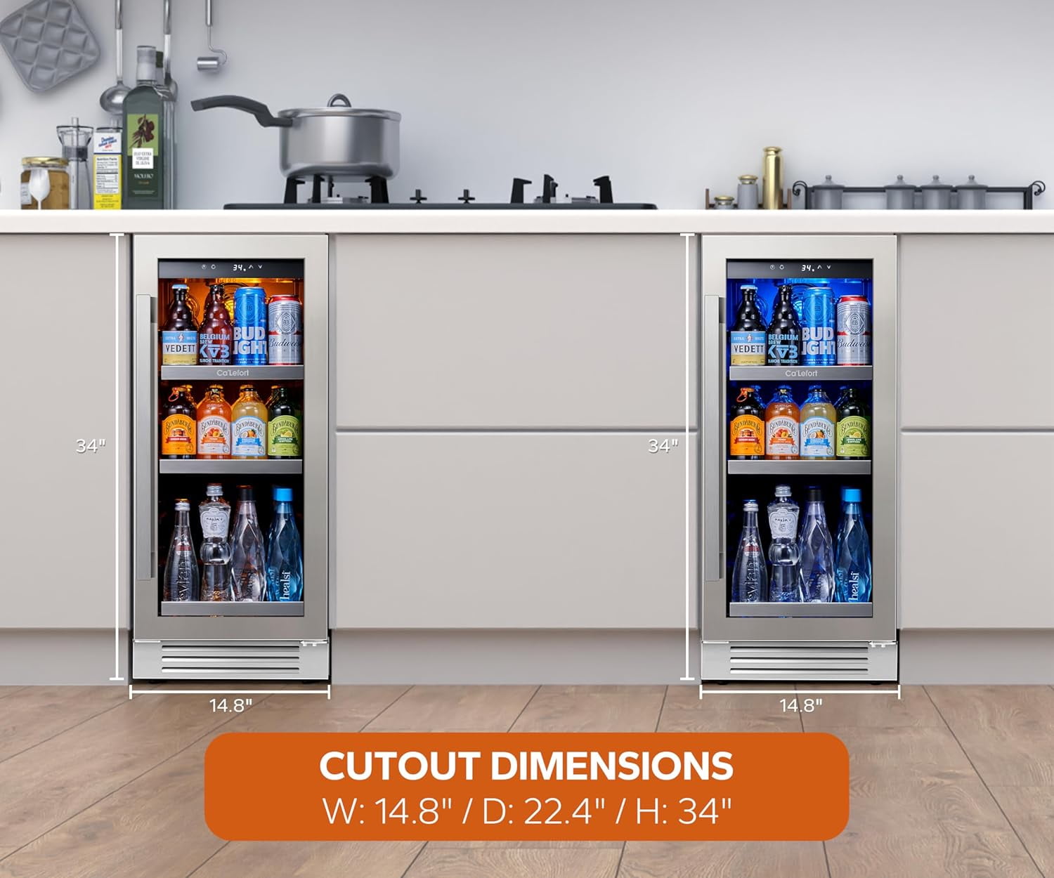 Ca'Lefort 30 inch Beverage Refrigerator,200 Cans Beverage Cooler with Stainless steel door frame for Home Office