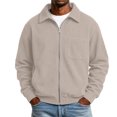 thumbnail image 2 of Rvwovn Men's Ribbed Trucker Jacket Full Zip Lapel Collar Corduroy Fall Outerwear for Daily Wear, 2 of 6