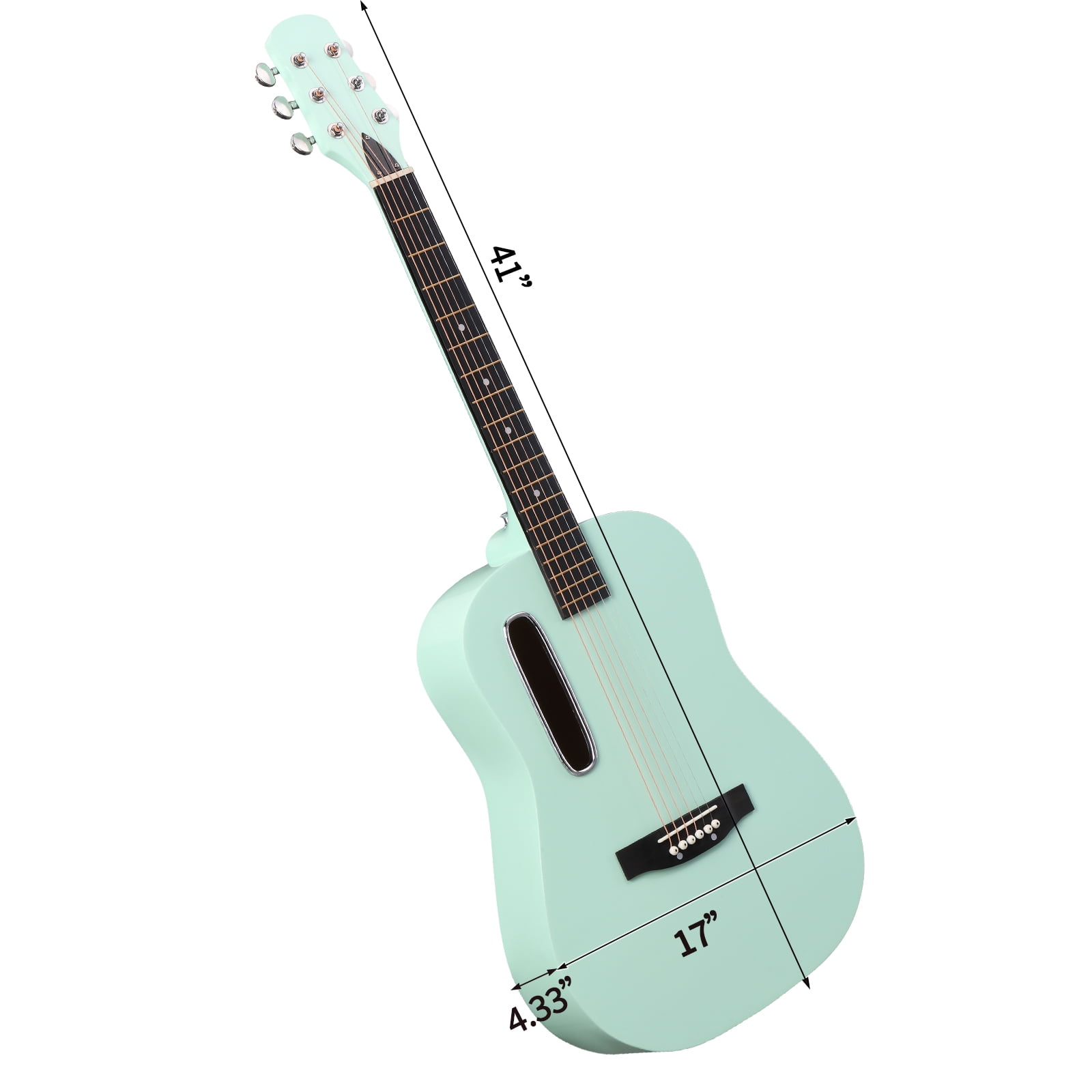 38-Inch Acoustic Guitar, H Body Shape, Basswood Top Back and Sides, 6 Steel Strings, 21 Frets, Beginner Starter Kit with Gig Bag, Strap, Picks, Spare Strings, Capo