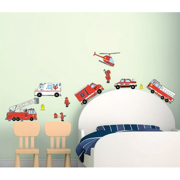 Fire Truck Firefighter Wall Sticker Decals Firetruck Wall Decor