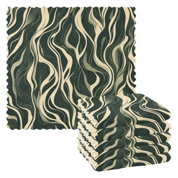 6 Pieces of Kitchen Towels 11x11Inch Kitchen Dish Cloths Kitchen Dish Towels Reuseable Cleaning Cloths Green Stripe