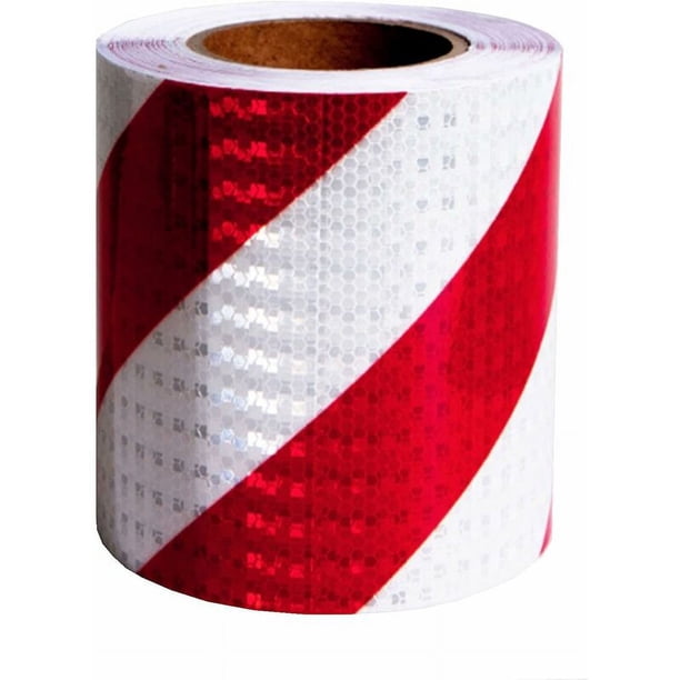 CHAO Cinta de advertencia de peligro roja y blanca de primera calidad de 15 cm y 25 m, cinta de advertencia de peligro reflectante impermeable Cinta de advertencia de peligro autoadhesiva, cinta de ad