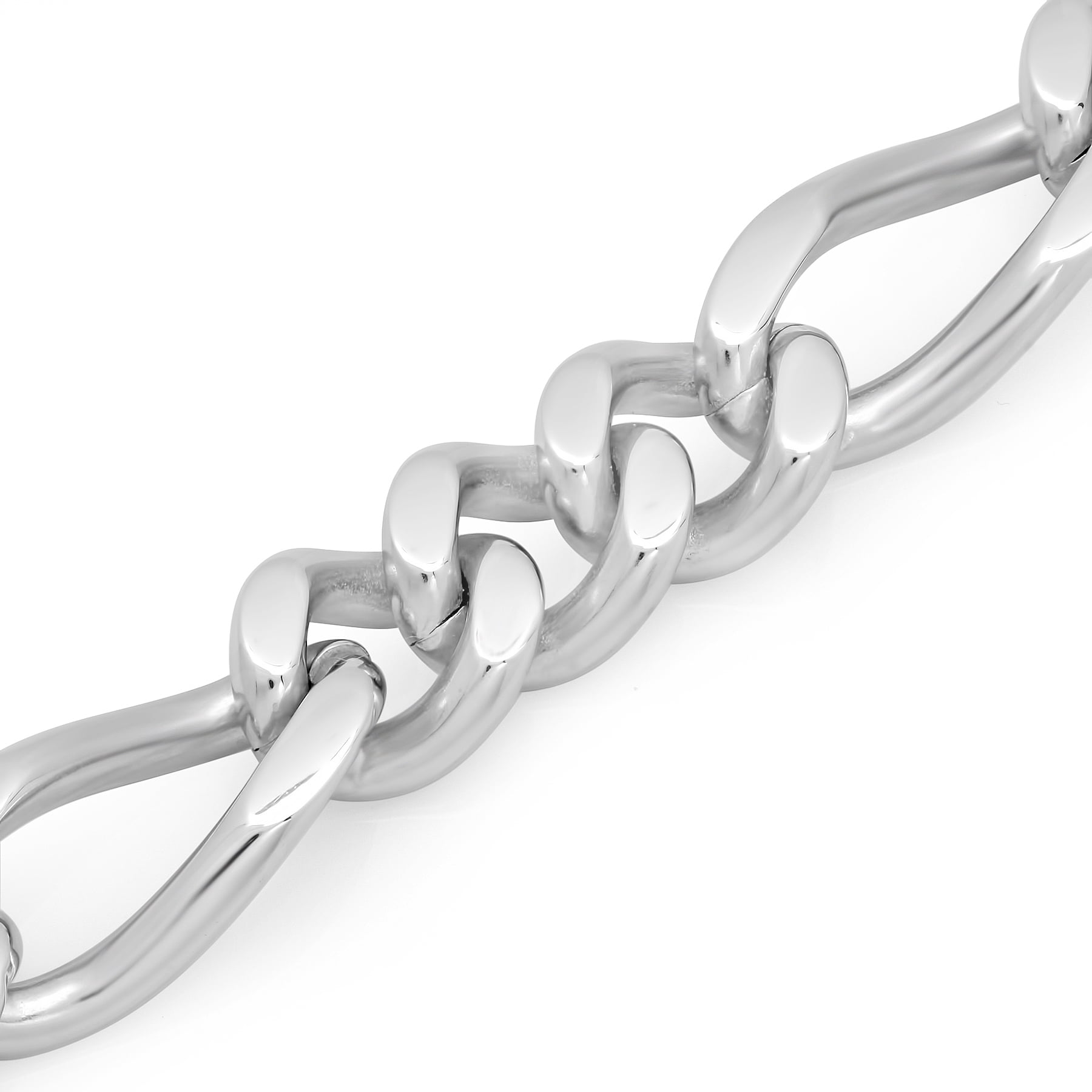 Steel Nation Jewelry Mens 8.5mm Stainless Steel Figaro Link Chain - Mens Bracelet, 8.5"