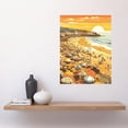 thumbnail image 2 of Summer Sunset at Busy Sandy Promenade Beach Large Wall Art Poster Print Thick Paper 18X24 Inch, 2 of 5