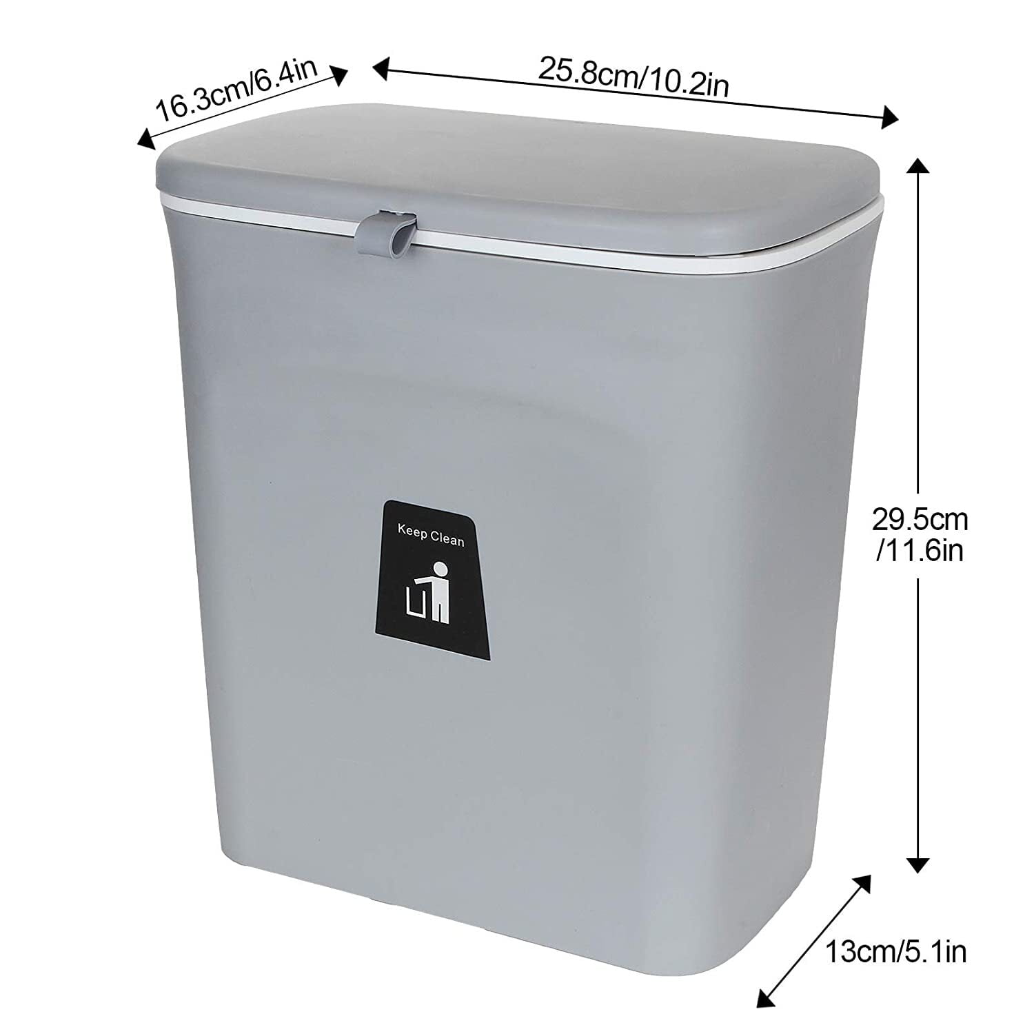 StoneSpace Under Sink Trash Can，Kitchen Compost Bin, Diaper Pail, 3.2  Gallon/12L Hanging Garbage Can for Baby Crib/Bathroom/Cupboard, Plastic  Food