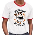 thumbnail image 2 of Honkus Ponkus Ringer Tee Shirt Unisex 2X-Large White/Red, 2 of 5