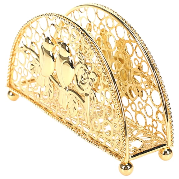 WASHWEPE 1Pcs Golden Vertical Design Iron Napkin Storage for Kitchen Tableware and Decor 5.9×3.1×1.6in