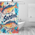 thumbnail image 2 of Yayeee Shower Curtain with Hooks 72"x72" Waterproof Fabric Bathroom Hanging Decor, Yellow Sardines Pattern, 2 of 5