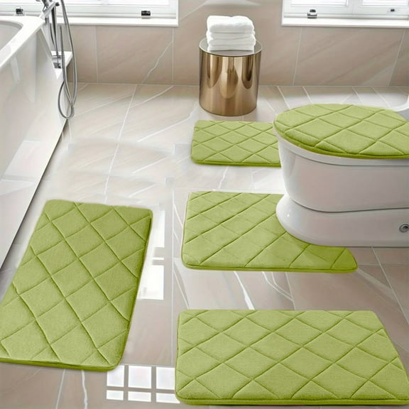 SNGMN 5-Piece Foam Bath Rug Set - Soft, Comfortable, Water-Absorbent, Non-Slip, Machine Washable Bathroom Mats