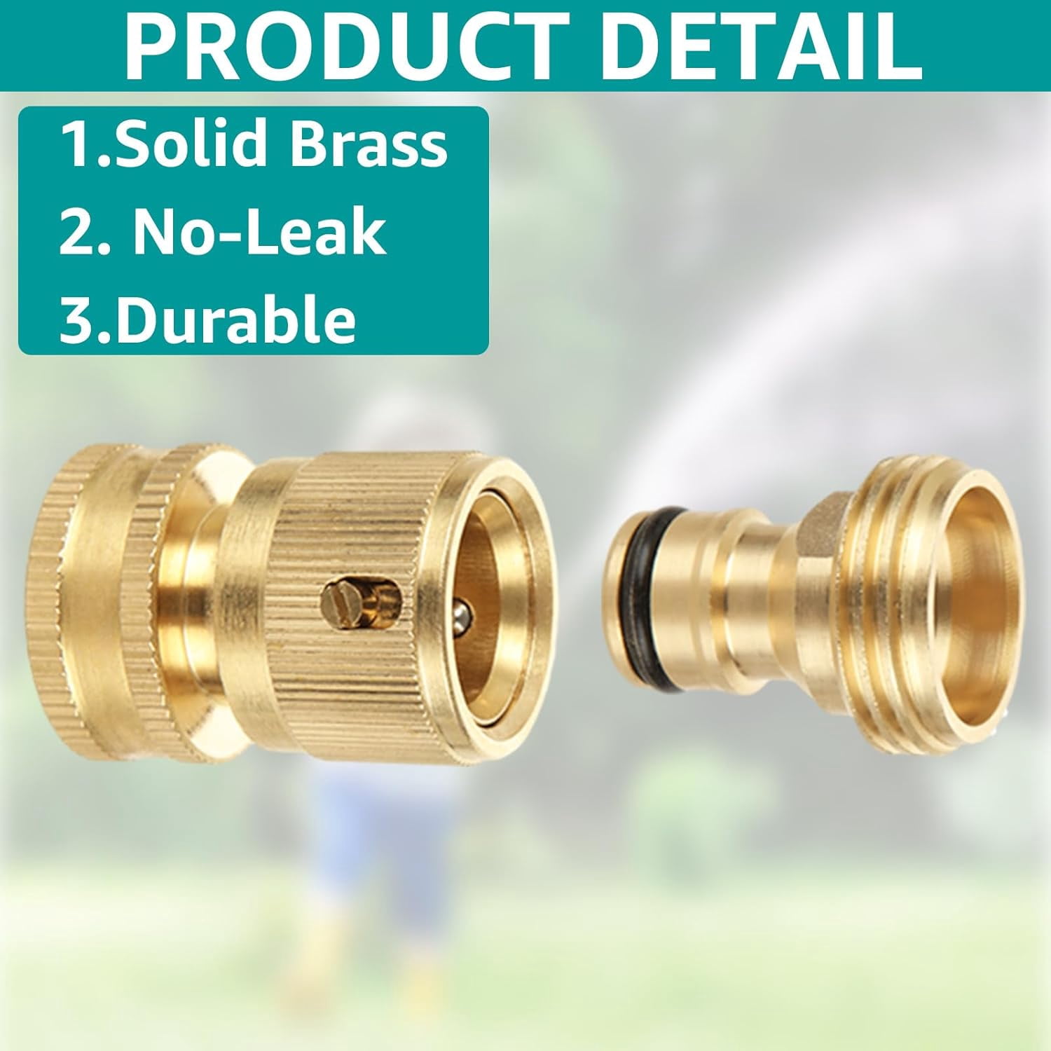 8 Pcs 3/4 Inch Garden Hose Quick Connector Fittings, Solid Brass Water Hose Connectors, No-Leak Female and Male Quick Connect Set