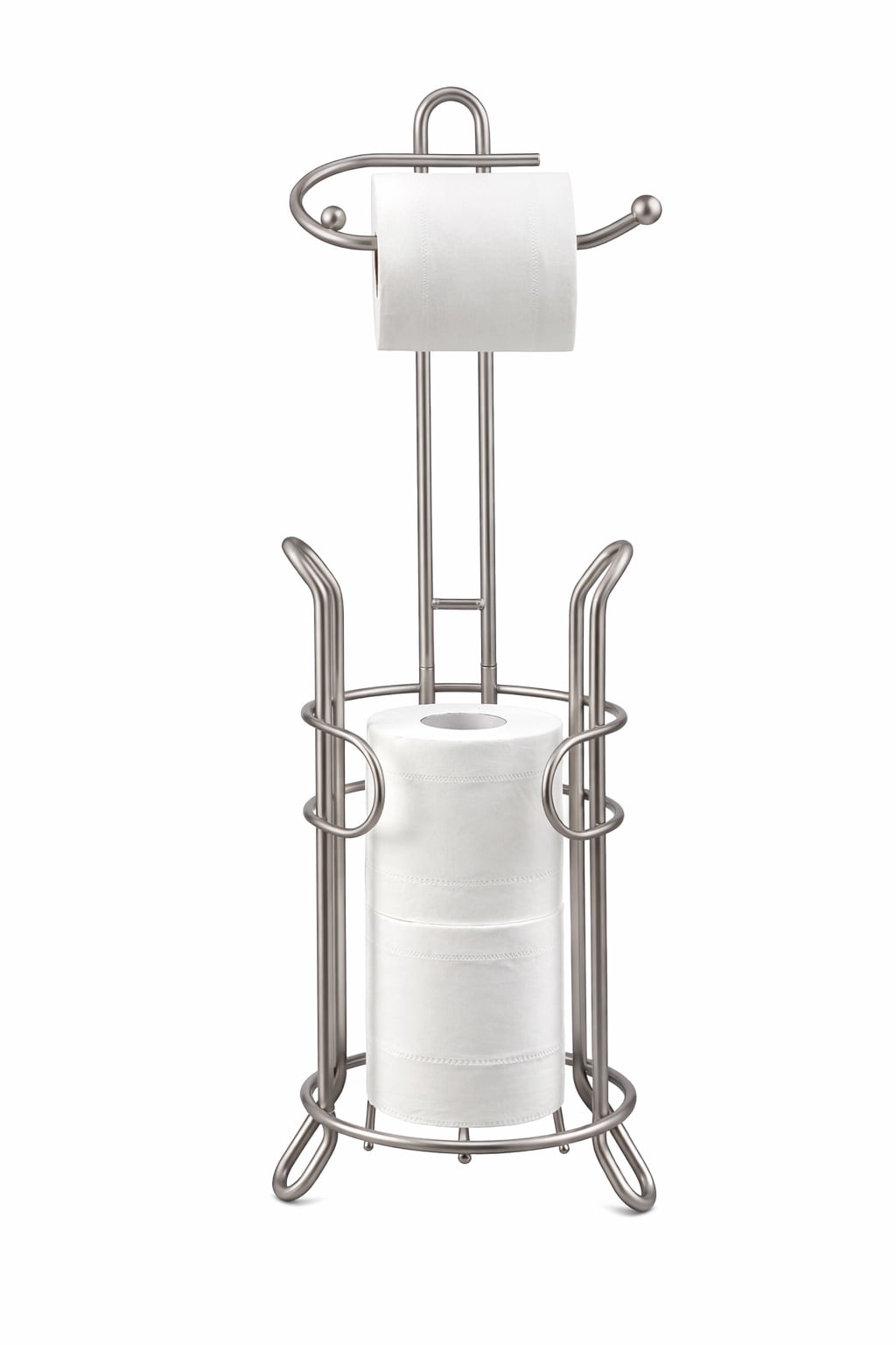 SunnyPoint Bathroom Toilet Tissue Paper Roll Storage Holder Stand with Reserve, The Reserve Area Has Enough Space to Store Mega Rolls (SN)