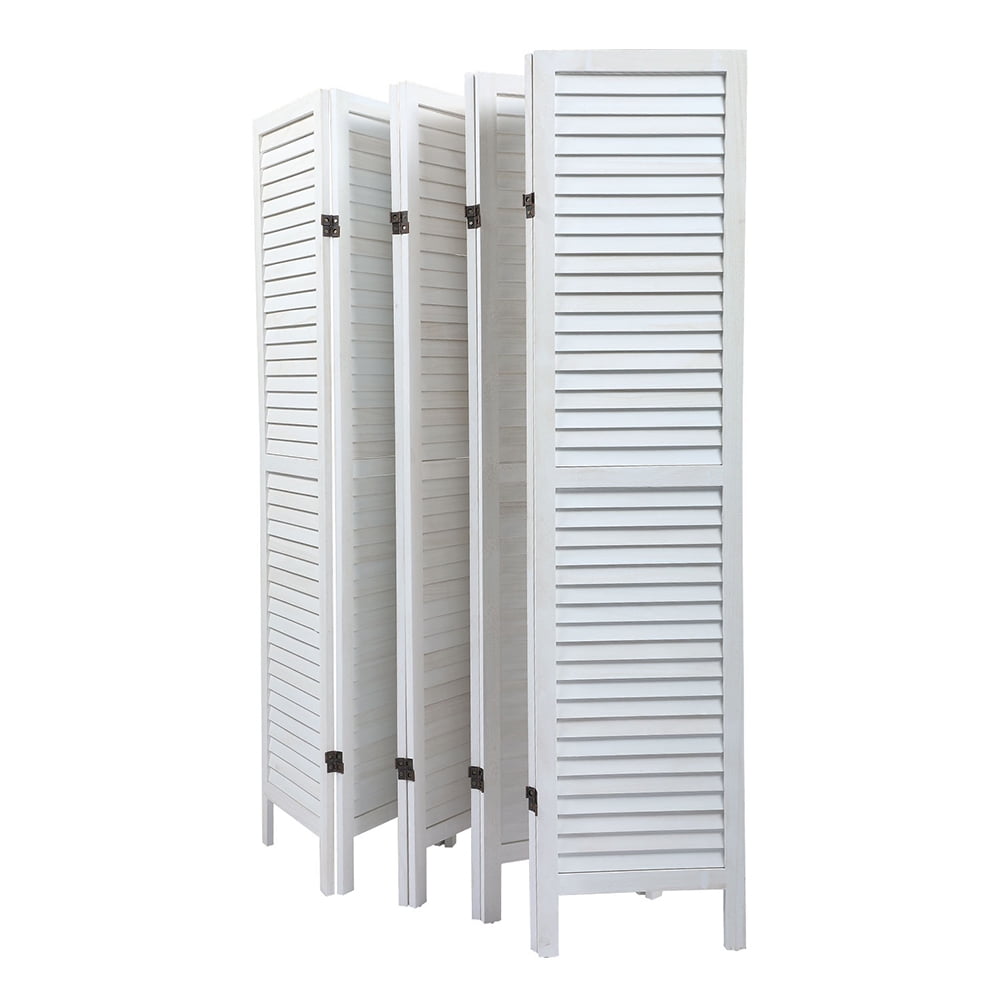 Kadyn 8 Panel Solid Wood Room Divider for Living Room, Foldable Privacy Screen with Non-slip Feet, Home Office Freestanding Privacy Screen, Bedroom Wall Divider, Old White