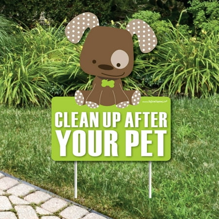 Clean Up After Your Pet Lawn Sign - No Dog Poop Sign - Dog Signs for Yard with Stakes
