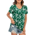 thumbnail image 4 of WUJINXIA Women's Blouses Summer Short Sleeve Shirts Casual Pleated Floral Tops, 4 of 7