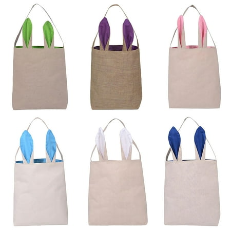 TOPTIE 6 PCS Easter Basket for Eggs Hunt Bunny Gift Bag Easter Bucket with Ears Stand-up