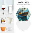 thumbnail image 6 of Disketp Floral Ship On Ocean Funny Coasters,4 Pcs Leather Coasters with Holder, Perfect Housewarming Hostess Gifts,Protect Furniture from Water Marks Scratch and Damage-Hexagon, 6 of 6