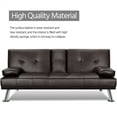 LuxuryGoods Modern Faux Leather Futon with Cupholders and Pillows