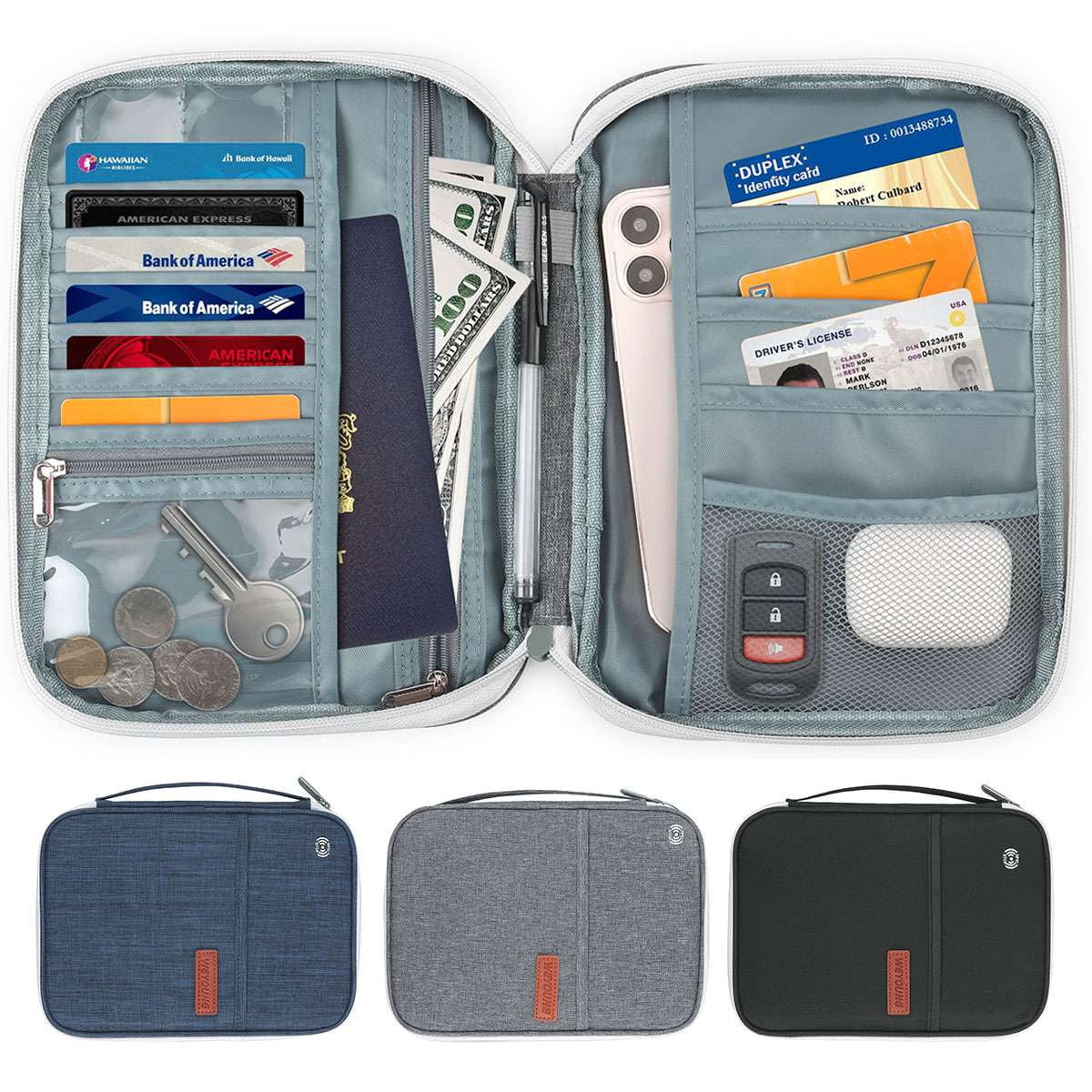 Porta Documenti Da Viaggio In Nylon &ndash; Organizer Per Passaporti E Accessori, Pratico E Leggero