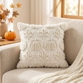thumbnail image 3 of Pumpkin Fall Decorative Throw Pillow Covers 18"x18", Set of 2 Cream White Soft Faux Fur Pillow Covers for Autumn Harvest, Fluffy Plush Accent Pillow Cases, 3 of 7