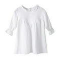 thumbnail image 3 of LOVZFMLL Girls' Summer Short Sleeve Ruffled Round Neck Lace Embroidery Mesh Princess Bow Skirt, 3 of 9