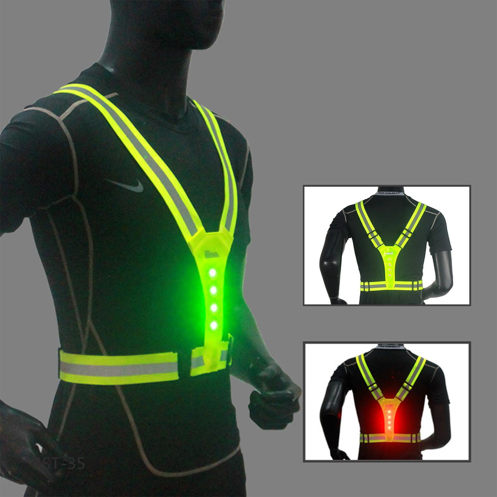 LED Reflective Running Vest, Adjustable Safety Light Vest for Night Running, Cycling, Walking for Kids and Adults