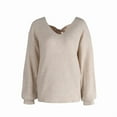 thumbnail image 7 of WTOBBY Women's Casual Loose Bow V-Neck Solid Color Sweater, Fashionable Pullover for Daily Wear, Comfortable and Chic with Decorative Bow Detail,Complexion XL, 7 of 7