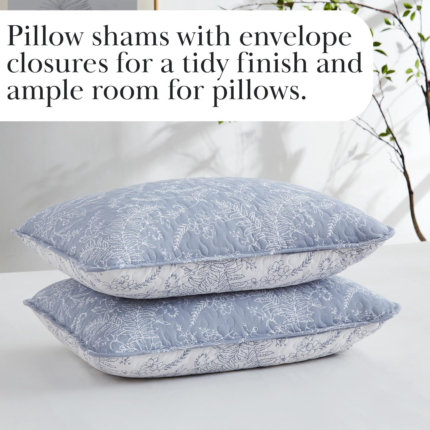 Elegant and Chic Lightweight Reversible Winter Brush Floral Patterned Quilt Set by Southshore Fine Linens