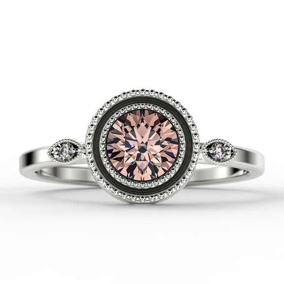 Gorgeous Art nouvea 1.10 Carat Round Cut Antique Morganite And Diamond Moissanite Engagement Ring, Classic Boho Moissanite Wedding Ring in 10k Solid White Gold, Gift For Her, Promise Ring