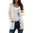thumbnail image 2 of idosla Women's Open Front Cardigan Sweaters Fall Fashion Button Down Cable Knit Chunky Winter Clothing Outerwear Coats (Beige, S), 2 of 4