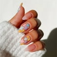 thumbnail image 2 of Fofosbeauty 24pcs Press on False Nails, Almond Fake Acrylic Nails,Colorful Flowers and Flowers Are Icy in Summer, 2 of 11