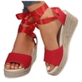 thumbnail image 2 of MKLEKYY Sandalias de Plástico para Mujer, Sandalias de Cuña Con Tiras de Tela A La Moda de Verano para Mujer, Sandalias Ligeras Con Punta Abierta y Boca de Pez, 2 of 4