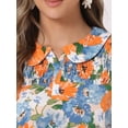 thumbnail image 5 of DARING DIVA Women's Puff Short Sleeve Ruffle Vintage Floral Blouses S Orange Blue, 5 of 6