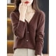 thumbnail image 1 of Cárdigans de manga larga para mujer, prendas de vestir exteriores de punto, suéteres lisos finos para primavera y otoño, prendas de punto con cuello en V, cárdigans de moda coreana 2024, 1 of 3