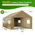 thumbnail image 2 of ECOLINEAR Carport 10x20 ft Heavy Duty Carport, Outdoor Potable Garage with Roll-up Windows & Zipper Doors, Carport Canopy with Anti UV All-Season Waterproof Tarp, Car Canopy for Cars, Boats(Yellow), 2 of 8